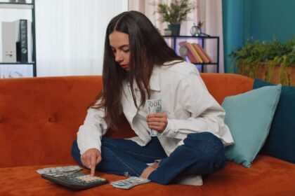 A teenage girl managing her money