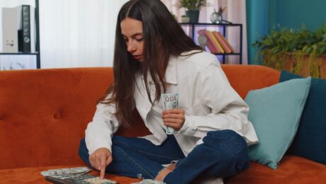 A teenage girl managing her money